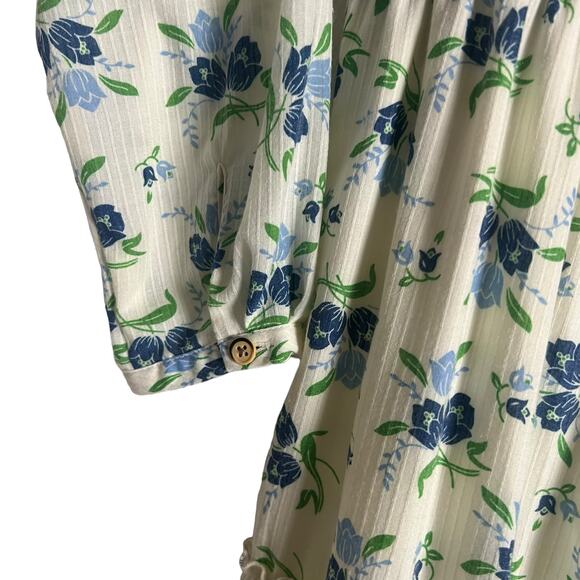 Sweet Baby Jamie Ivory Floral Print Tiered 3/4 Sleeve Midi Dress Size Medium - Picture 9 of 15